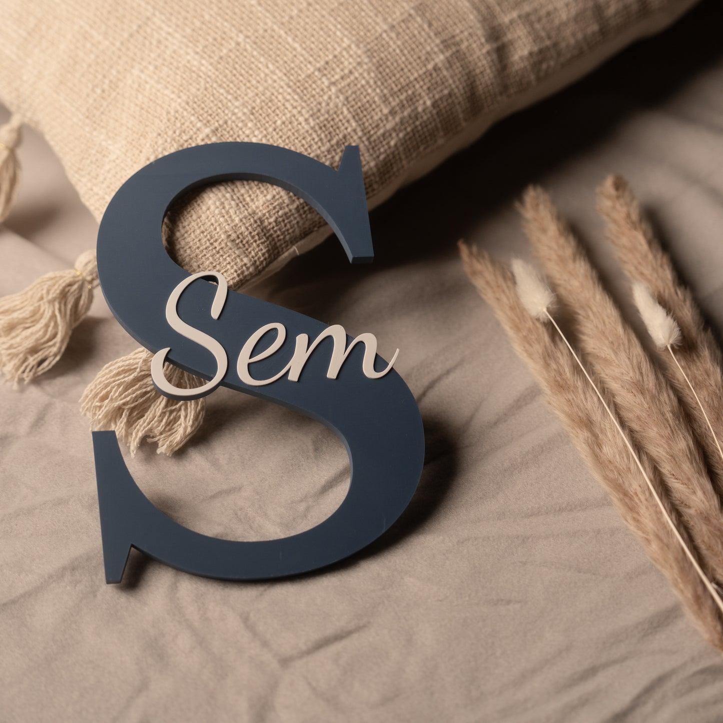 Naambordje kinderkamer - Mat Navy Blauw/Wit