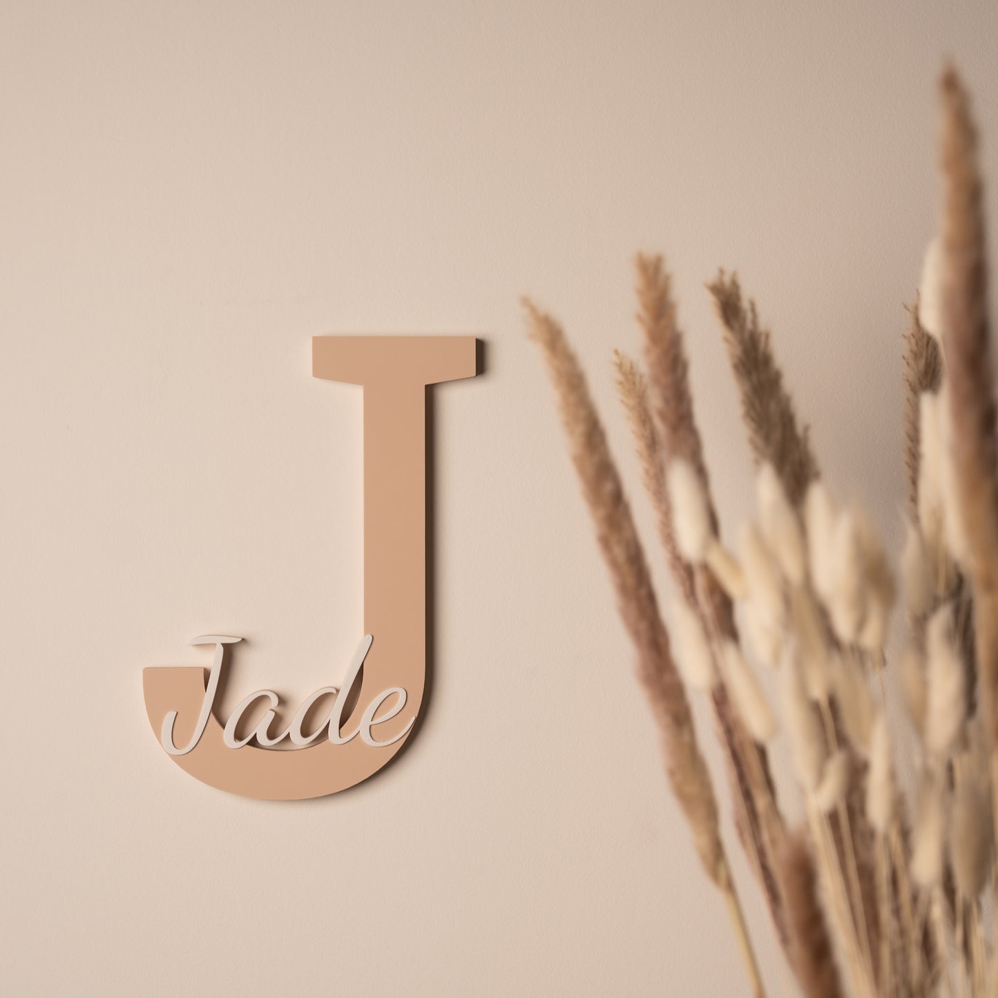 Naambordje kinderkamer - Mat Beige/Wit