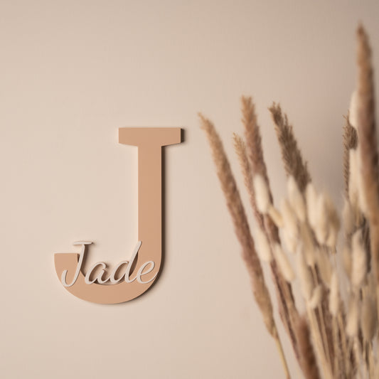 Naambordje kinderkamer - Mat Beige/Wit